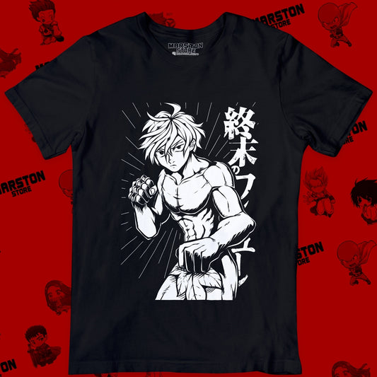 Polera negra de Record of Ragnarok con Adam