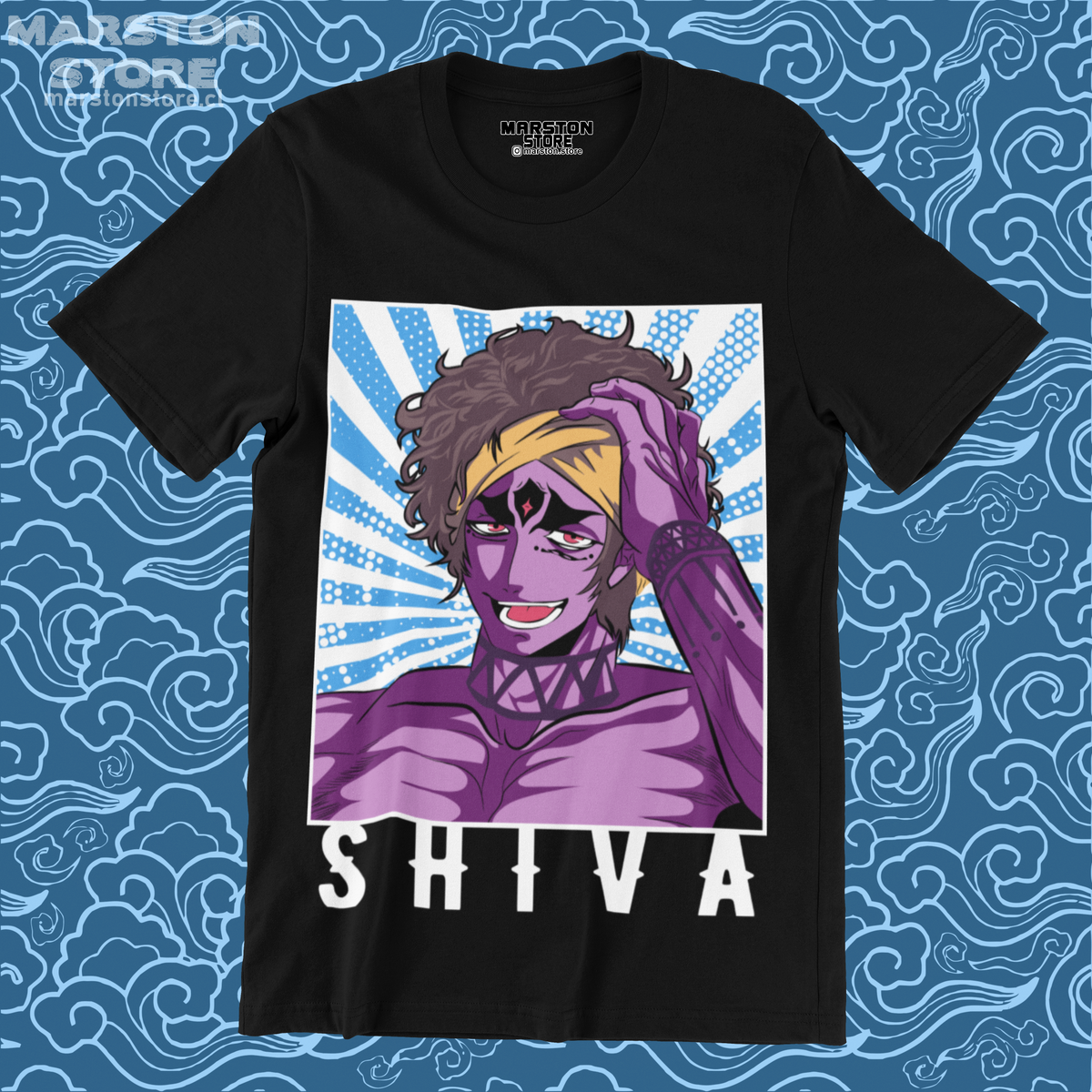 Polera negra de Record of Ragnarok con Shiva