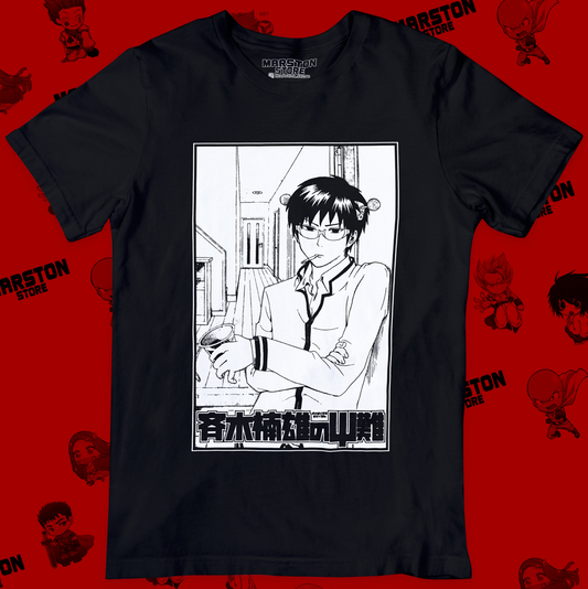 Polera negra de Saiki Kusuo no Psi-nan con Kusuo Saiki