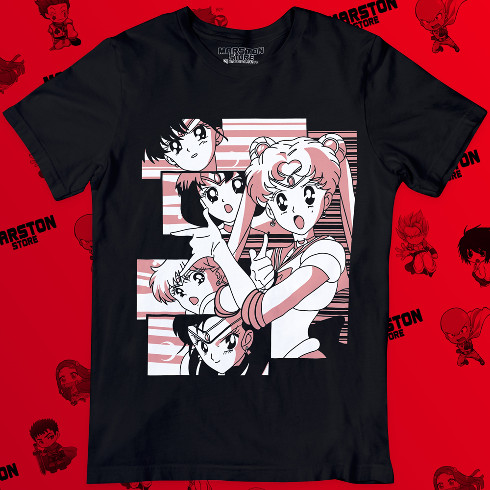 Polera negra de Sailor Moon con diseño anime