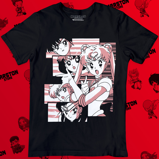 Polera negra de Sailor Moon con diseño anime