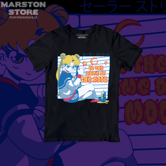Polera negra de Sailor Moon con diseño anime
