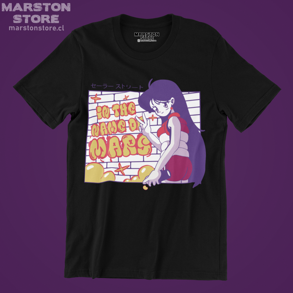 Polera negra de Sailor Moon con diseño anime
