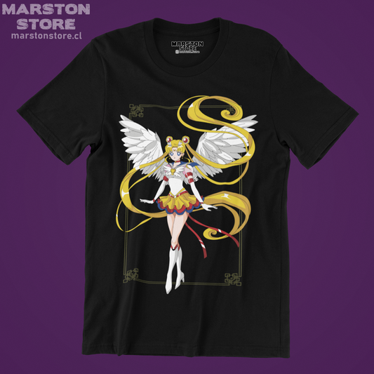 Polera negra de Sailor Moon con diseño anime