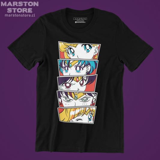 Polera negra de Sailor Moon con diseño anime