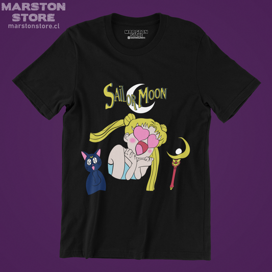 Polera negra de Sailor Moon con diseño anime