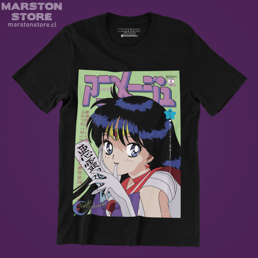 Polera negra de Sailor Moon con diseño anime
