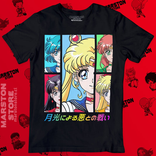 Polera negra de Sailor Moon con diseño anime