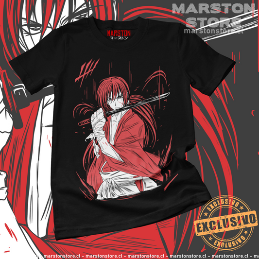 Polera negra de Samurai X (Rurouni Kenshin) con Kenshin Himura