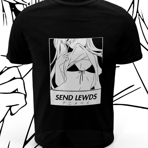 Polera negra con diseño Send Lewds