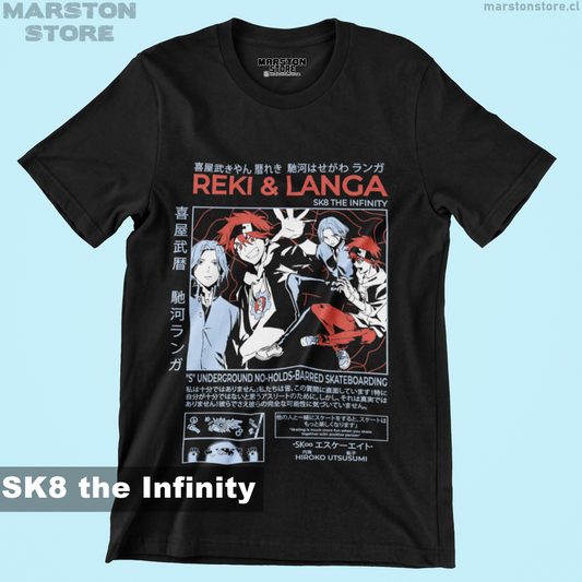 Polera negra de SK∞ (SK8 the Infinity) con Langa Hasegawa y Reki Kyan