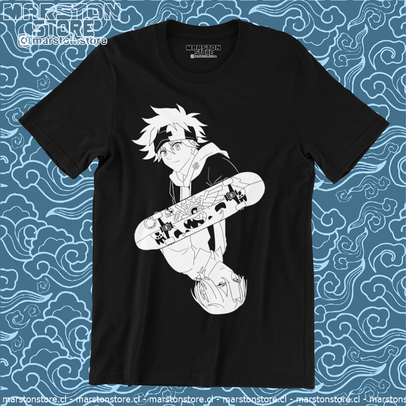 Polera negra de SK8 the Infinity con Reki Kyan y Langa Hasegawa