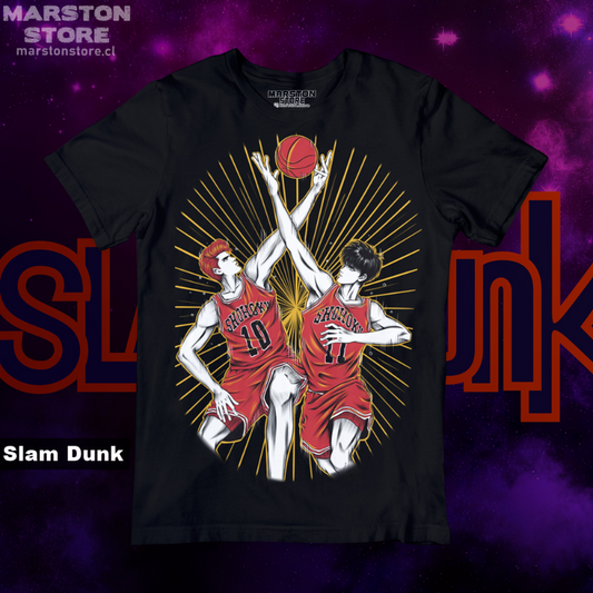 Polera negra de Slam Dunk con Hanamichi Sakuragi y Kaede Rukawa