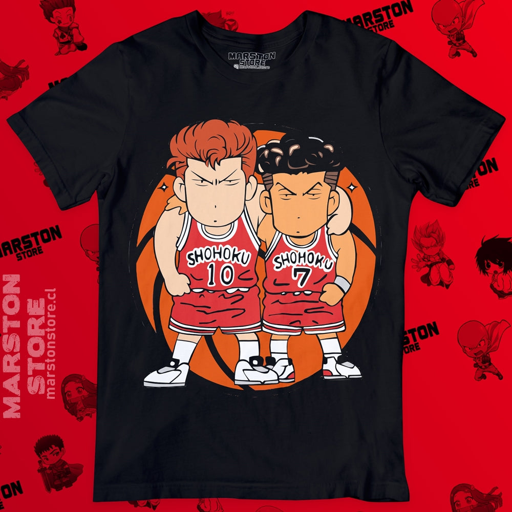 Polera negra de Slam Dunk con Hanamichi Sakuragi y Ryota Miyagi