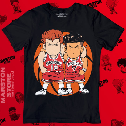 Polera negra de Slam Dunk con Hanamichi Sakuragi y Ryota Miyagi