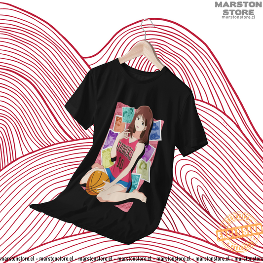 Polera negra de Slam Dunk con Haruko Akagi