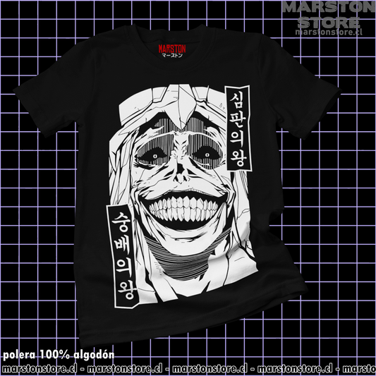Polera negra de Solo Leveling con diseño anime