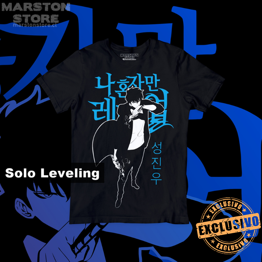 Polera negra de Solo Leveling con Sung Jin-Woo