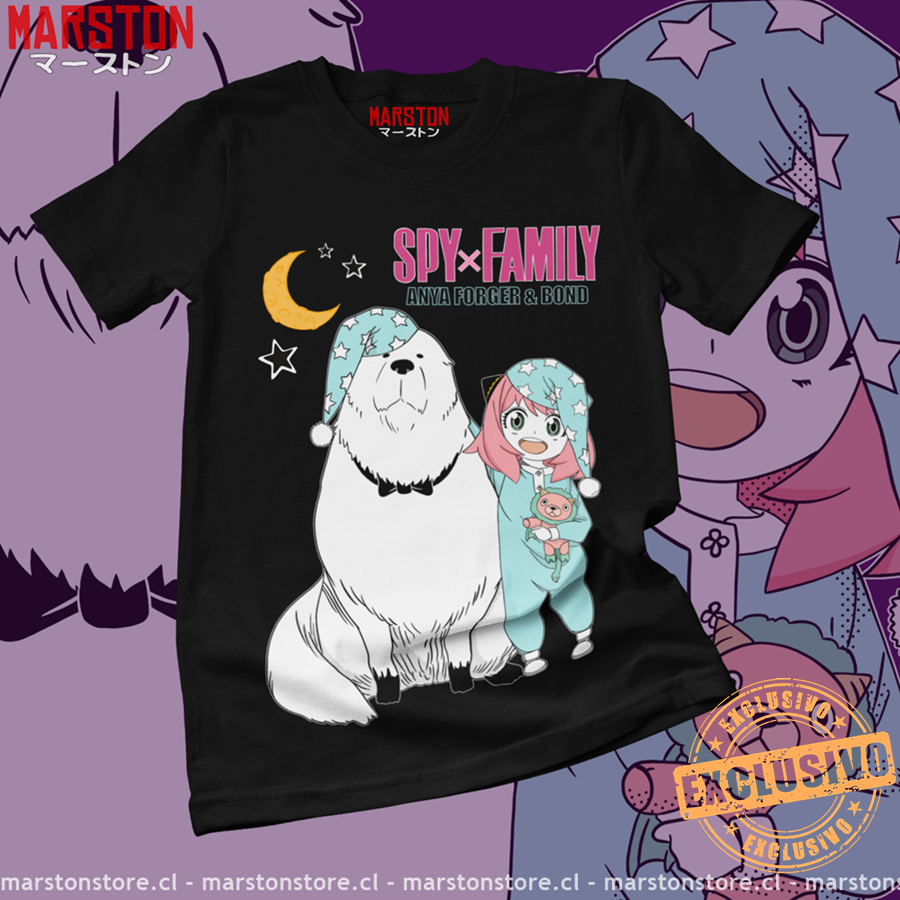 Polera negra de Spy x Family con Anya Forger y Bond Forger