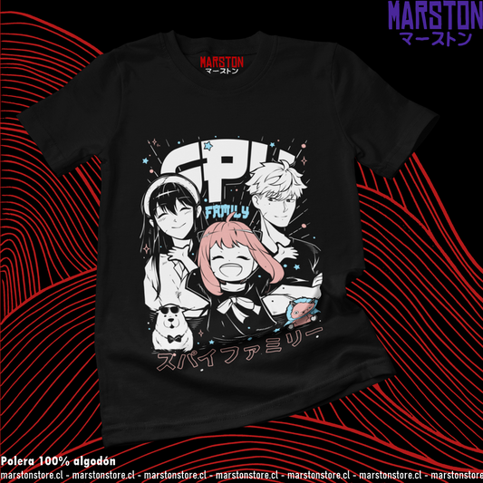 Polera negra de Spy x Family con Anya Forger, Yor Forger y Loid Forger