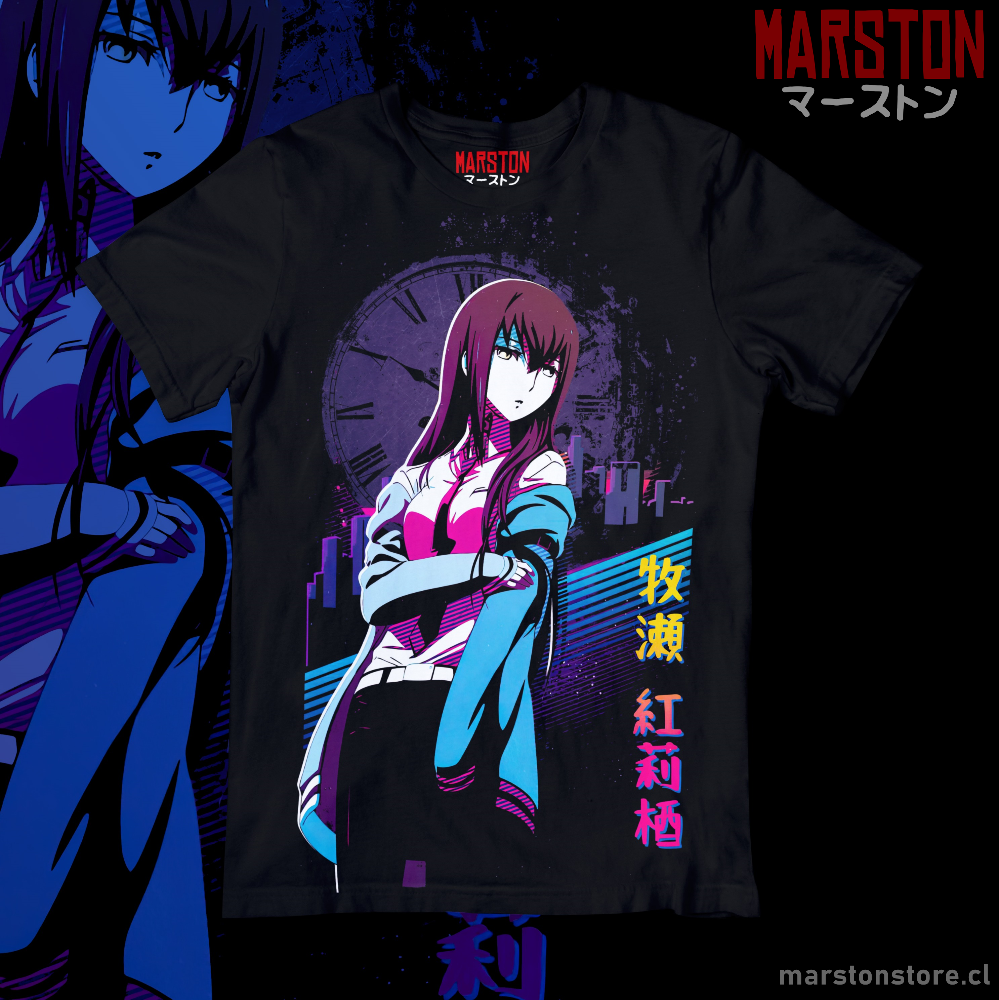 Polera negra de Steins;Gate con Kurisu Makise