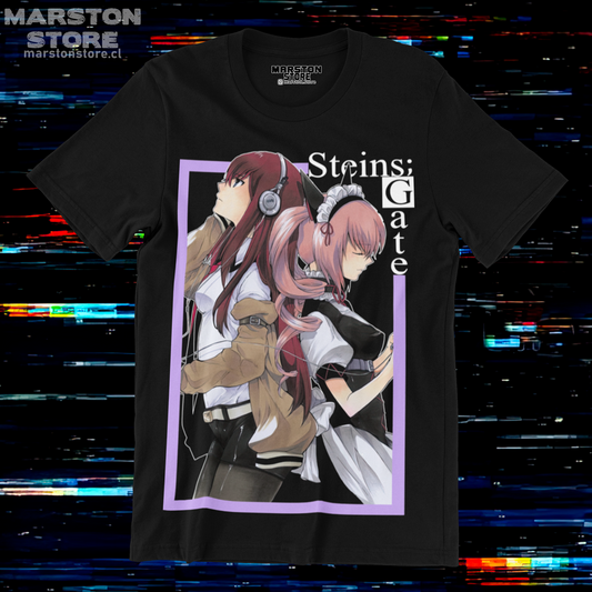 Polera negra de Steins;Gate con Kurisu Makise y Faris NyanNyan