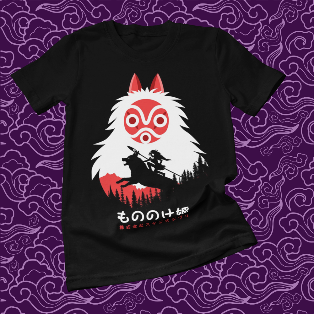 Polera negra de Studio Ghibli: Princesa Mononoke (Princess Mononoke)