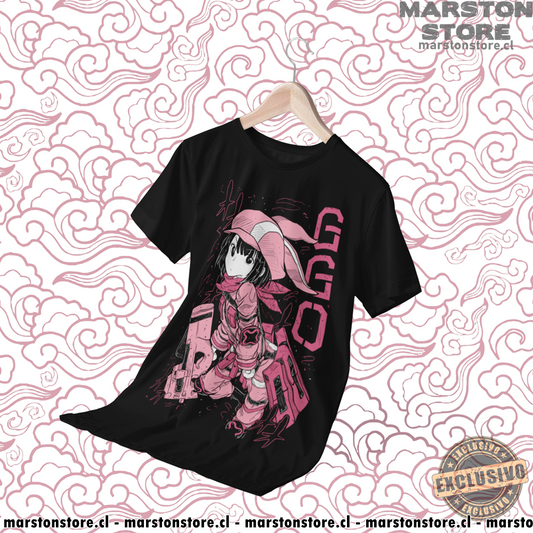 Polera negra de Sword Art Online Alternative: Gun Gale Online con Karen Kohiruimaki (LLENN)