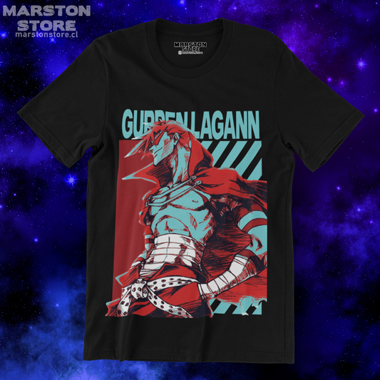 Polera negra de Tengen Toppa Gurren Lagann con Kamina