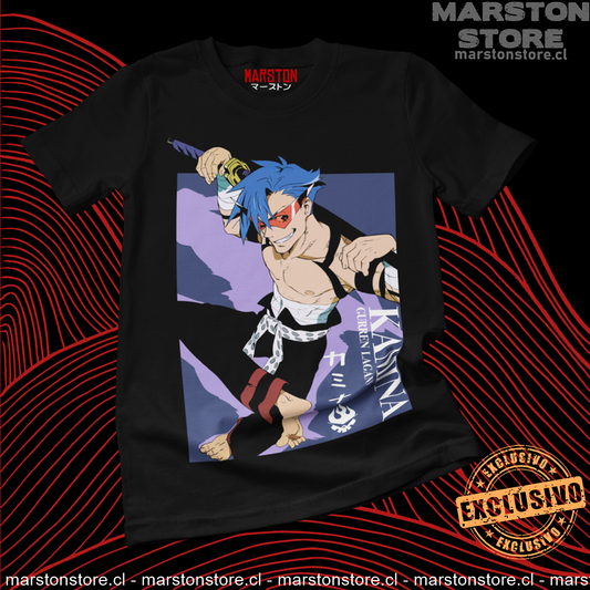 Polera negra de Tengen Toppa Gurren Lagann con Kamina