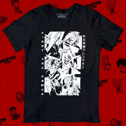 Polera negra de Tengen Toppa Gurren-Lagann con Kamina, Simon y Kittan