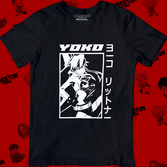 Polera negra de Tengen Toppa Gurren-Lagann con Yoko Littner