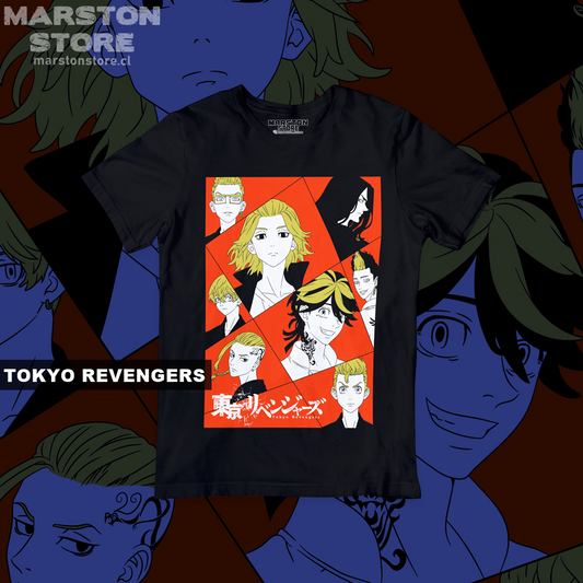 Polera negra de Tokyo Revengers con diseño anime