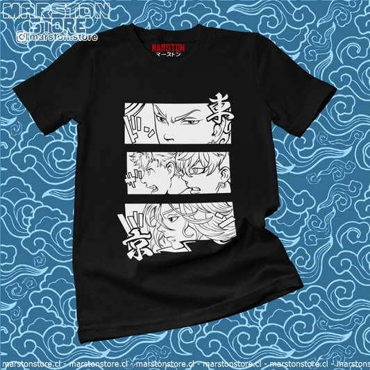 Polera negra de Tokyo Revengers con diseño anime