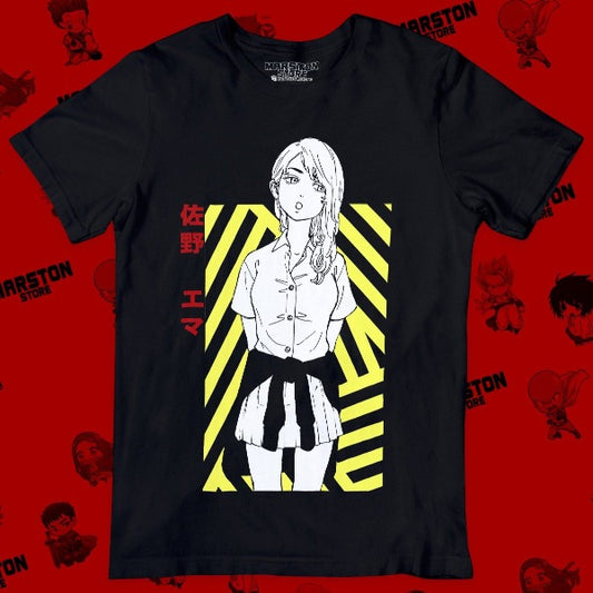 Polera negra de Tokyo Revengers con Emma Sano