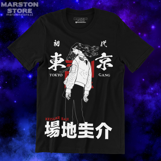 Polera negra de Tokyo Revengers con Keisuke Baji