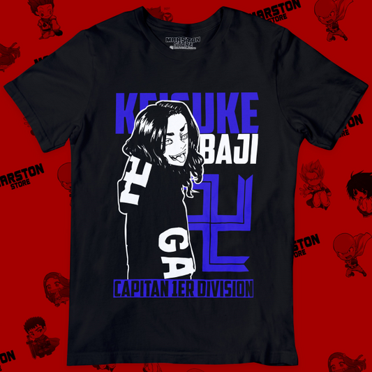 Polera negra de Tokyo Revengers con Keisuke Baji