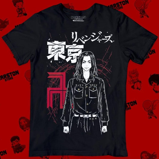 Polera negra de Tokyo Revengers con Keisuke Baji