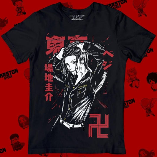 Polera negra de Tokyo Revengers con Keisuke Baji