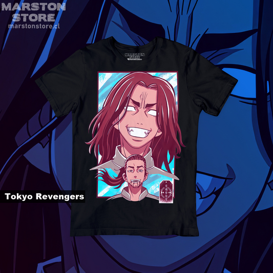 Polera negra de Tokyo Revengers con Keisuke Baji