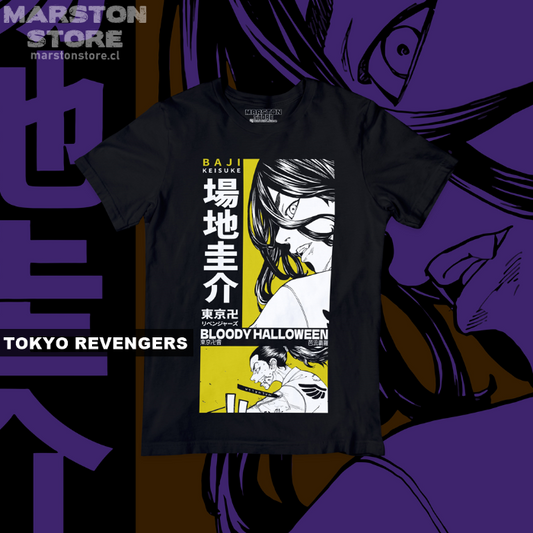 Polera negra de Tokyo Revengers con Keisuke Baji