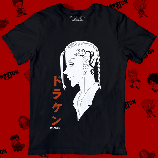 Polera negra de Tokyo Revengers con Ken Ryuguji (Draken)