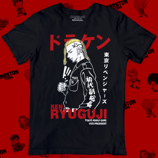 Polera negra de Tokyo Revengers con Ken Ryuguji (Draken)