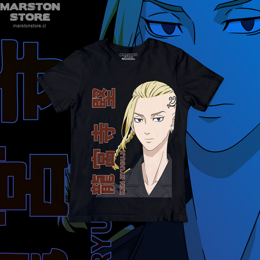Polera negra de Tokyo Revengers con Ken Ryuguji (Draken)