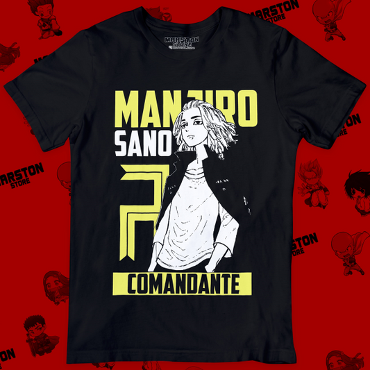 Polera negra de Tokyo Revengers con Manjiro Sano (Mikey)