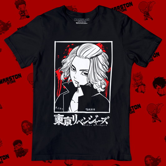 Polera negra de Tokyo Revengers con Manjiro Sano (Mikey)