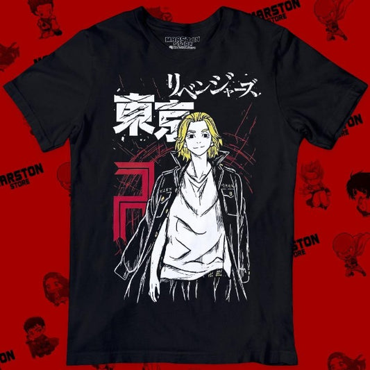 Polera negra de Tokyo Revengers con Manjiro Sano (Mikey)
