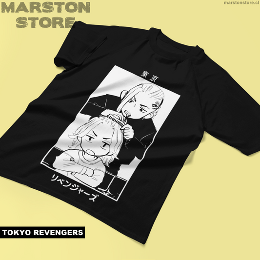 Polera negra de Tokyo Revengers con Manjiro Sano (Mikey) y Ken Ryuguji (Draken)