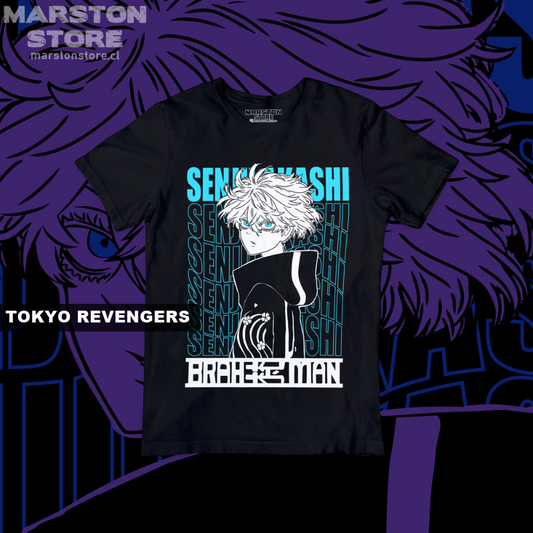 Polera negra de Tokyo Revengers con Senju Kawaragi