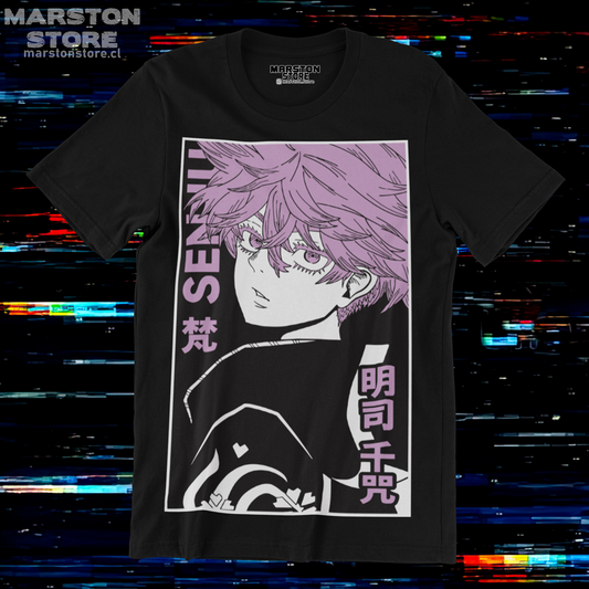 Polera negra de Tokyo Revengers con Senju Kawaragi